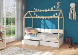 Otroška postelja Otello z ograjico - 90x200 cm - bor/bela  