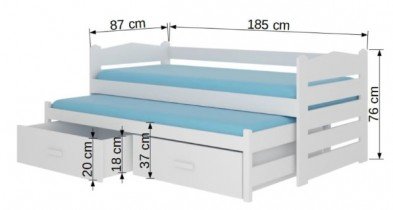 ADRK - Otroška postelja Tiarro - 80x180 cm - naravni bor/bela