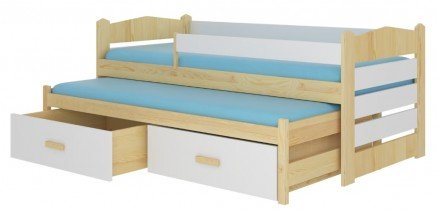 ADRK - Otroška postelja Tiarro  z ograjico - 80x180 cm - naravni bor/bela