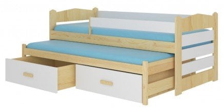 ADRK - Otroška postelja Tiarro z ograjico - 80x180 cm - naravni bor/bela