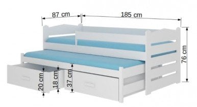 ADRK - Otroška postelja Tiarro z ograjico - 80x180 cm - naravni bor/bela