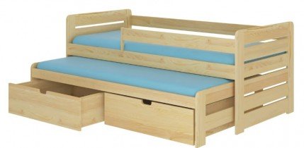 ADRK - Otroška postelja Tomi z ograjico - 80x180 cm - naravni bor