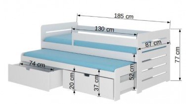 ADRK - Otroška postelja Tomi z ograjico - 80x180 cm - naravni bor