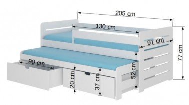 ADRK - Otroška postelja Tomi z ograjico - 90x200 cm - naravni bor