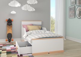 ADRK - Otroška postelja Travis - 80x180 cm - naravni bor/bela