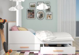 Otroška postelja Travis - 80x180 cm - naravni bor/bela