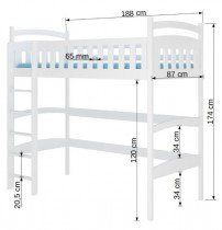 ADRK - Visoka postelja Miago - 80x180 cm - bor