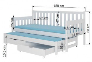 ADRK - Otroška postelja Zofia z dodatnim ležiščem - 80x180 cm - bor 