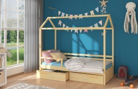 ADRK - Otroška postelja Rose z ograjico - 90x200 cm - naravni bor