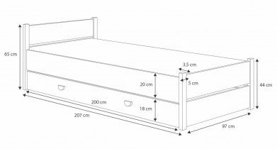 ADRK - Otroška postelja Marcello s predalom - 90x200 cm