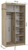 ADRK - Garderobna omara z drsnimi vrati Ksawer - 100 cm
