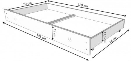 ADRK - Otroška postelja Medvedek s predalom - modra - 70x140 cm