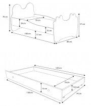 ADRK - Otroška postelja Medvedek s predalom - modra - 70x140 cm