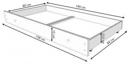 ADRK - Otroška postelja Medvedek s predalom - črna - 80x160 cm