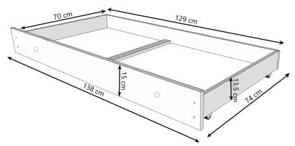 ADRK - Otroška postelja Casimo grafika z ograjico in predalom - 70x140 cm