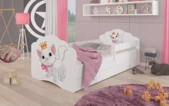 ADRK - Otroška postelja Casimo grafika z ograjico in predalom - 70x140 cm