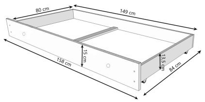 ADRK - Otroška postelja Casimo grafika z ograjico in predalom - 80x160 cm