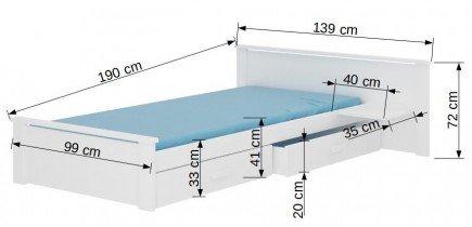 ADRK - Otroška postelja Aldex s polico - 80x180 cm