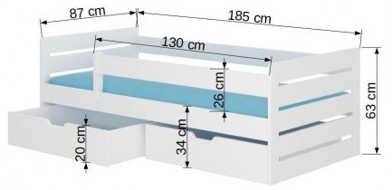 ADRK - Otroška postelja Bemma - 80x180 cm - bor