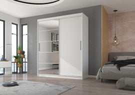 Garderobna omara z drsnimi vrati Esti - 180 cm - bela