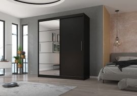 Garderobna omara z drsnimi vrati Esti - 180 cm - črna