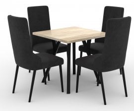 Komplet za jedilnico Rodos 83 - sonoma hrast, črne noge