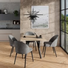 Komplet za jedilnico Rodos 84 - sonoma hrast, črne noge