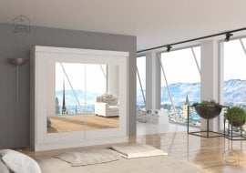 Garderobna omara z drsnimi vrati Mateo - 200 cm - bela