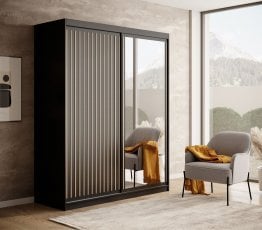 Garderobna omara z drsnimi vrati Delia 160 cm - črna