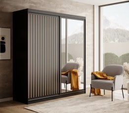 Garderobna omara z drsnimi vrati Delia 180 cm - črna