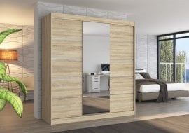 Garderobna omara z drsnimi vrati Bergen - 200 cm - sonoma hrast