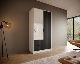 Garderobna omara Norel - 100 cm - bela/črna