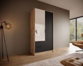 Garderobna omara Norel - 100 cm - artisan/črna