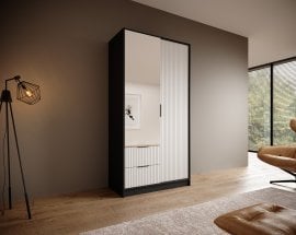 Garderobna omara Norel - 100 cm - črna/bela