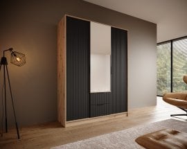 Garderobna omara Norel - 150 cm - artisan/črna