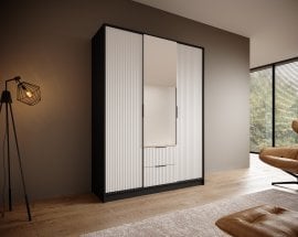 Garderobna omara Norel - 150 cm - črna/bela