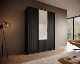 Garderobna omara Norel - 150 cm - črna