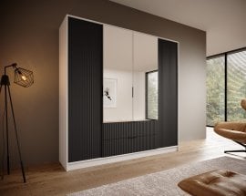 Garderobna omara Norel - 200 cm - bela/črna