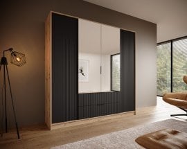 Garderobna omara Norel - 200 cm - artisan/črna