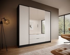 Garderobna omara Norel - 200 cm - črna/bela