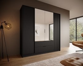 Garderobna omara Norel - 200 cm - črna