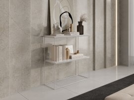 Miza za ličenje Toni - bela/bela sijaj