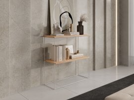 Miza za ličenje Toni - bela/hrast lancelot