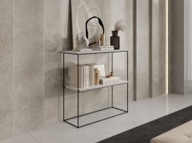 Miza za ličenje Toni - črna/bela sijaj