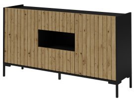 Komoda z odprto polico Larista - črna/artisan