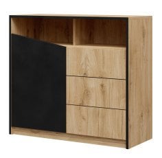 Komoda Atson - črna/hrast