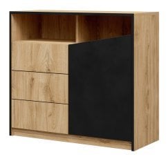 Komoda I Atson - črna/hrast