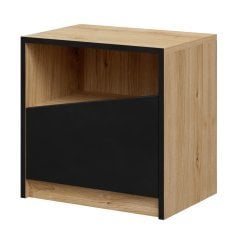 Nočna omarica I Atson - črna/hrast