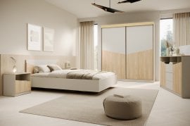 Spalnica Atson - sivo-bež/hrast