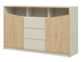 Dvovratna komoda Atson - sivo-bež/hrast